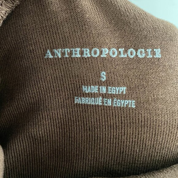 Anthropologie LS Mock Nk Viscose Blend Fine Ribbed Top Chocolate Brown Sz S NWOT - Picture 8 of 11